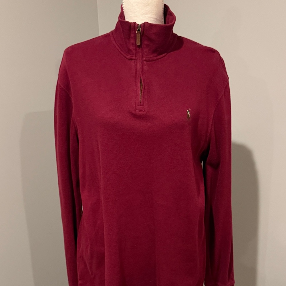 Mens Ralph Lauren half zip maroon sweater. Smoke and pet free home